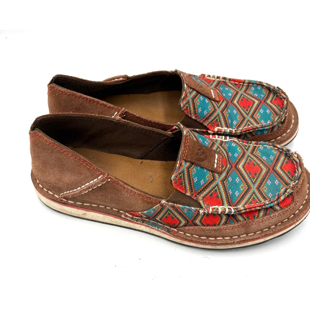 Ariat Cruiser Womens Serape Print Brown Suede Slip On Loafers 10019890 Size‎ 7B